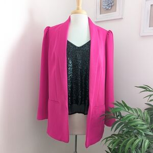 Express Fuchsia Hot Pink Open Front Blazer Jacket Large